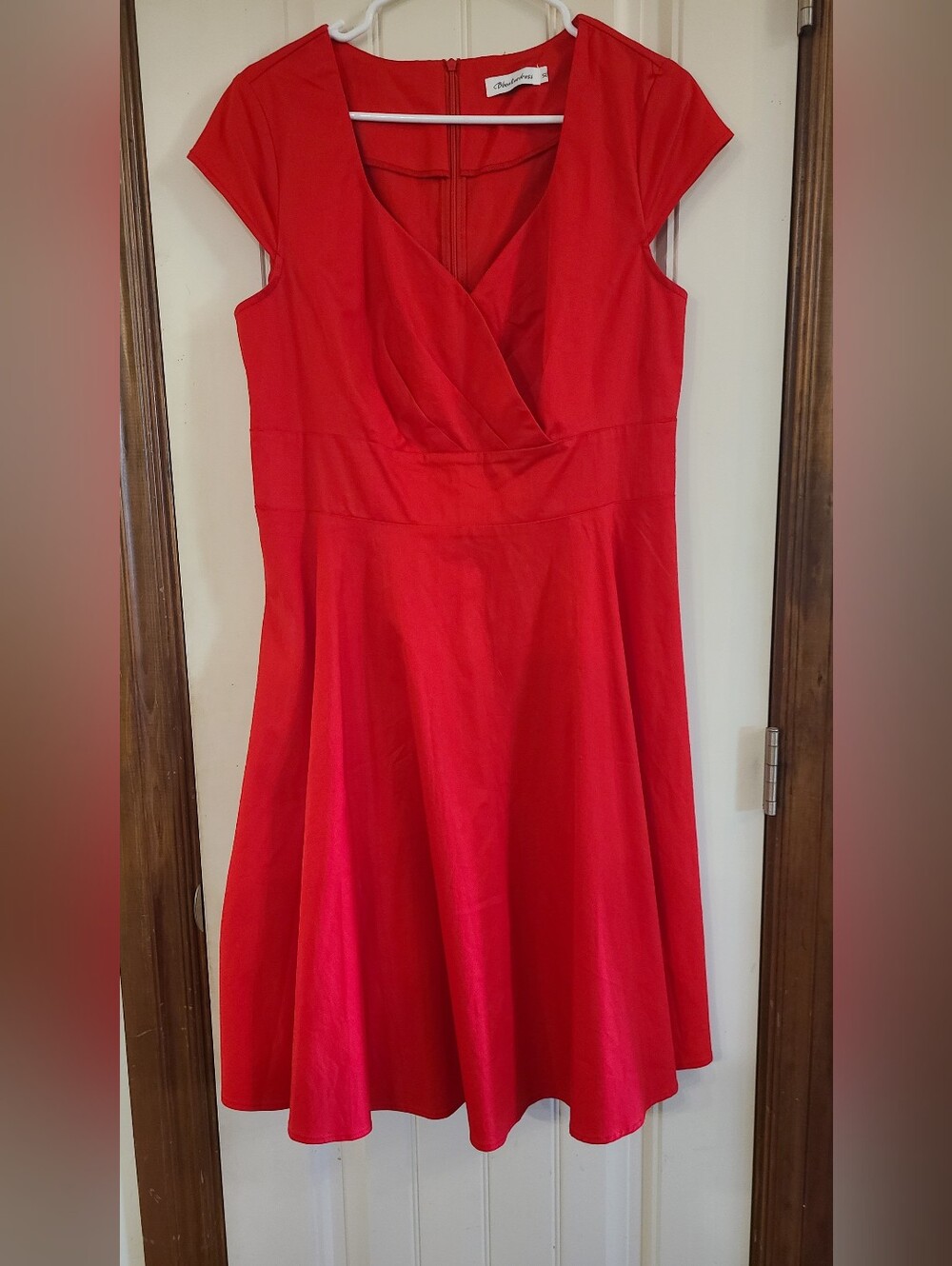 Red Fit & Flare Dress With Sweatheart Neck Size XL